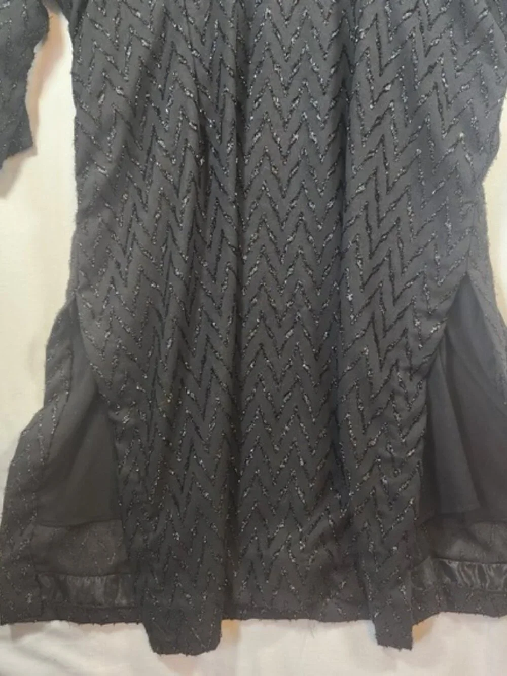 Handmade Black Glitter Chevron  Dress Elbow Sleeve Side Split Eras Tour Concert - Picture 9 of 11